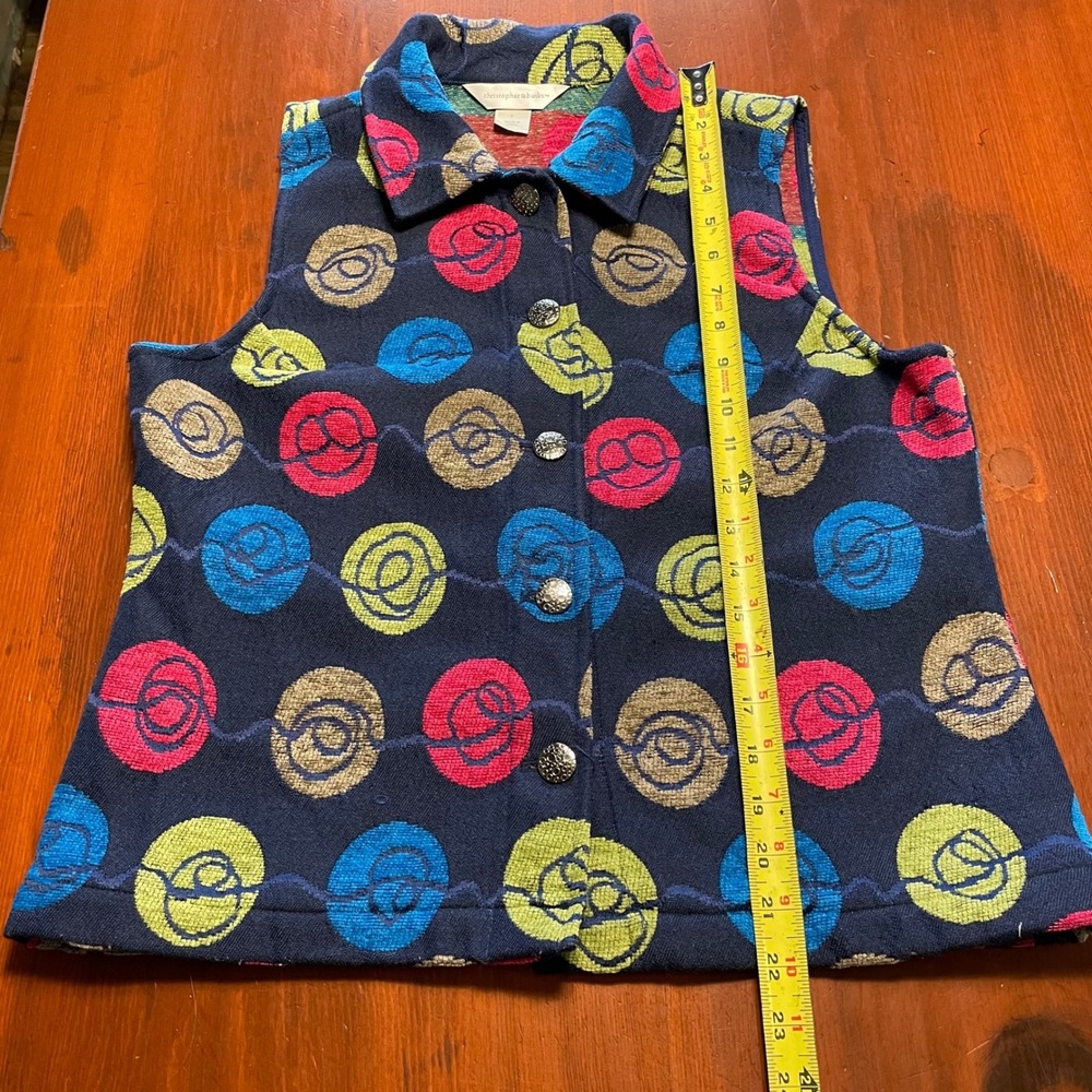 RETRO Art Teacher Boho Y2K Button Front Geometric Tapestry Vest Heavy Texture Sm - Picture 4 of 8